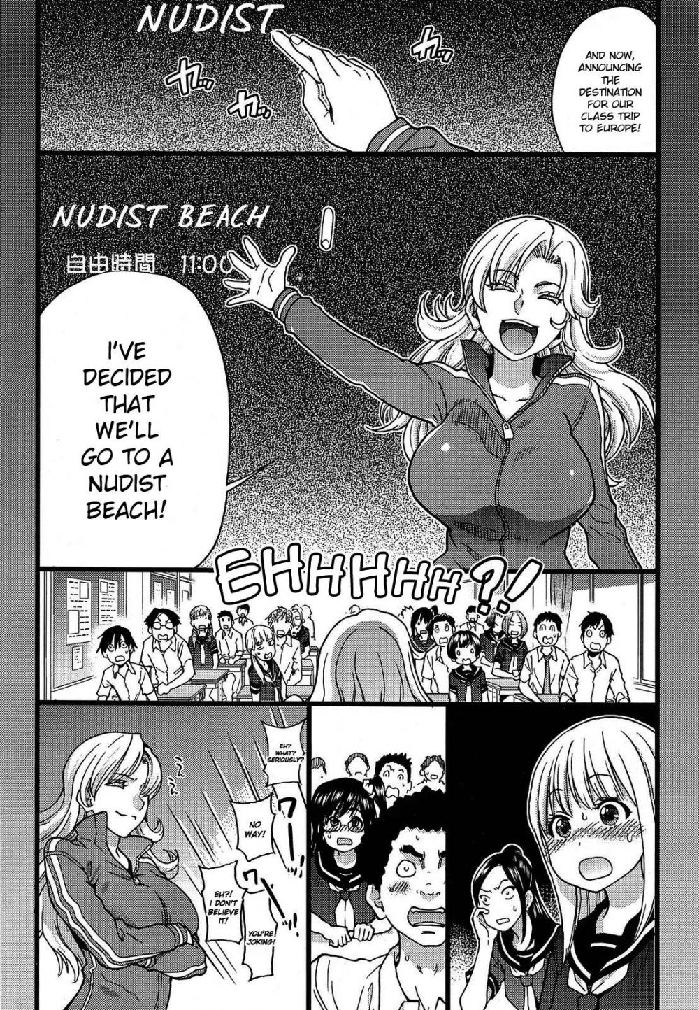 Hentai Manga Comic-Nudist Beach ni Shuugakuryokou de!!-Chapter 1-3